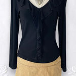 Early 2000's Whimsygoth Black Soft Ruffle Frilly Long sleeve Blouse Top S Size undefined Photo 0