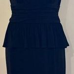 Jessica Howard  Black Stretch Form Fitting Ruched Peplum Little Black Dress Sz 10 Photo 0