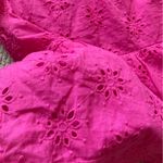 Entro  Hot Pink Perforated Frilled Short Sleeve Blouse Size Small 100% Cotton EUC Photo 11