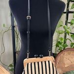 ZARA NWT  Cream & Black Striped Faux Kisslock Wood Frame Coin Purse Crossbody Bag Photo 0