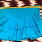 Y2K Express Mermaid Fairycore Coquette Whimsical Aqua Blue Ruffle Micro Mini Skirt Size L Photo 3