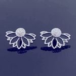 Boutique Silver‎ Lotus Flower Jacket Stud Earrings Photo 5
