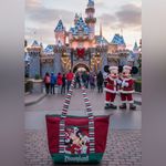 Disneyland Santa Mickey Minnie Mouse Christmas Red Canvas Tote Holiday Bag. Photo 1