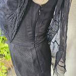 Alberta Ferreti Vintage Black Tissu Fabric Silk sheer feather cape effect sz 4 Photo 9
