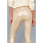 Free People  NWT Metallic Gold Back Faux Pockets Vegan Suede Leggings MSRP $78 Photo 3