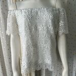 BB Dakota  Women's White Off Shoulder Boho Floral Intricate Crochet Lace Top S Photo 1
