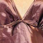 Vassarette Vintage 90's Y2k Brown Satin Embroidered Floral Slip Dress Large Photo 2