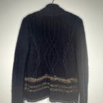 Free People North Star Cardigan Navy Cable Knit with Faux Fur Collar Size S/P Photo 3