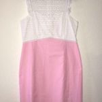 Lilly Pulitzer  Dress Maya Shift Dress White Eyelet Top Seersucker Stripes Sz 16 Photo 1
