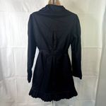 Elle Ruffled Black Trench Coat Size Small Photo 1