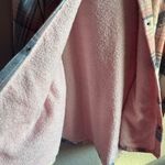 Beginning Boutique 💖Boutique Pink and Blue Plaid Fleece Lined Button Hooded Jacket Photo 5