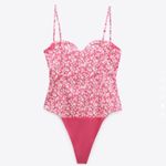 ZARA  New Pink/White Printed Corset Sweetheart Neckline Corset Bodysuit Size S Photo 5