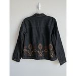Chico's  Black Denim Jacket Embroidered‎ Beaded Boho Western Vintage Size Large Photo 7