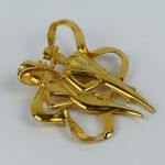 Vintage Signed JJ Gold Tone Art Deco Couple Man and Woman Hat Fashion Brooch Pin Photo 1