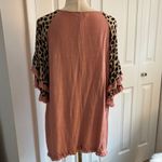 Umgee Rose Linen Tunic Top with Animal Print Layered Bell Sleeves by Sz S Photo 5