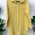 Monrow 100% Cotton Gauze Knee Length Shirt Dress Size Medium Yellow Photo 0
