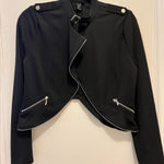 Windsor  - Black Cropped Jacket with Silver Zipper Details (like new) Large Photo 0
