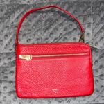 Fossil  red cowhide leather wristlet zip around wallet 4 credit card spots pouch Photo 10