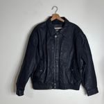 st. john's bay Vtg St. John bay leather Black bomber zip up Jacket oversized large utility Photo 1