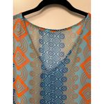 Blue Orange Geometric Print Chiffon Kaftan Beach Swim Cover Up One Size NWOT Photo 4