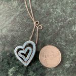 Blue Mother Of Pearl Inlay Double Heat Pendant Necklace 925 Sterling Silver 18” Photo 4