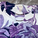 Chico's Floral Blouse Womens 1 Purple 3/4 Sleeve Top Work Career Party Preppy Photo 4