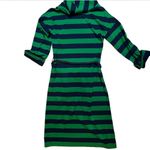 Lacoste VTG David Crystal 70s Green Blue Striped Green Dress Preppy Belted Cowl Photo 2