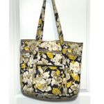 Vera Bradley Quilted Tote Bag Floral Print Yellow White Black Shoulder Bag Photo 8