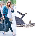 Christian Louboutin  Lame Lux Pyraclou 110 Denim Wedge Sandal Blue Size 41 Photo 1