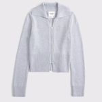 Abercrombie & Fitch Abercrombie Gray Zip-Up Collared Cardigan Size Small Photo 2