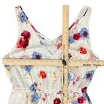 Lucky Brand  Ivory Red Blue Floral Sleeveless Tie Waist V-Neck Maxi Dress size S Photo 2