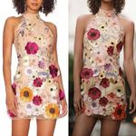 Milly  Hariet 3D Floral Embroidered Halter Mini Dress Size 10 NWT Photo 2