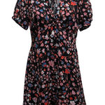 Candie's  Floral Black Pink Blue Button Up Tie‎ Collar Dress Size Small Photo 0