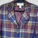 Rena Rowan  for Saville VINTAGE Blue Purple Plaid Wool Blazer‎ Jacket Size 4 Photo 1