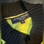 Central Park West Designer  Neon Yellow Leopard Print Ribbed Crewneck Sweater Photo 2