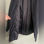 Esprit  Navy Long Line Quilted Spring Jacket Zipped in Hood Sz S Photo 5