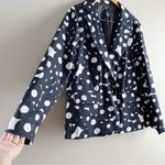 Sandro Printed Blazer Jacket in Black & White Abstract Dot Pattern, Size 2X Photo 1