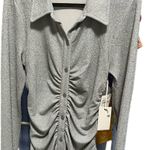 Good American Sparkle Button Down Top Silver Swim Cover Up Photo 4