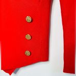 Milly Cross Front Long Sleeve Knit Red Gold Buttons Sweater Top Shirt Size M Photo 9