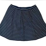 Max Studio Pleated Knit Skater Skirt Blue White Striped Women’s size M NWT Photo 0