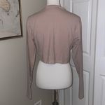 Alphalete Long Sleeve Light Tan / Mauve Colored Workout Crop Top Photo 4