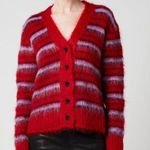 Marni Designer Striped Red/ Pink and Purple Women's Sweater Red Photo 0