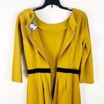 Anthropologie  Girls From Savoy Mustard Yellow Brown Velvet Waist Detail Dress XS Photo 5
