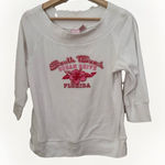 Xhilaration Vintage  Top Terry Cloth Off Shoulder White Pink Y2K Beachy Lounge XL Photo 0