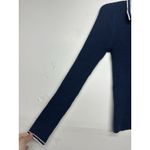 American Eagle  Women’s Medium Navy Ribbed Knit Collared V Neck Long Sleeve Photo 1