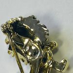 Gold Tone Lion Pin Brooch Green Rhinestone Eyes VERY SMALL Zoo Animal Vintage Photo 10