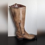 Arturo Chiang Women's 7 Tan Distressed Button Embellished Tall Riding Boots Photo 13
