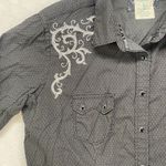 Panhandle Rough Stock Snap front Shirt Womens‎ Large Embroidered Western Black Photo 8