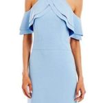 Nicole Miller  Baby Blue Cold Shoulder Mermaid Formal Evening Gown Dress Size 4 Photo 1