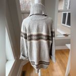 Gap Vintage Light Gray Fair Isle Lambswool Funnel Neck Tunic Sweater Size Large Photo 9